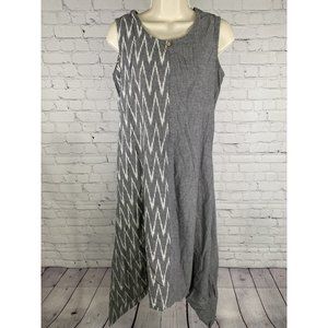 Siyahi Gray White Zigzag Sleeveless Pullover Tent Dress Long Sides Midi Length M